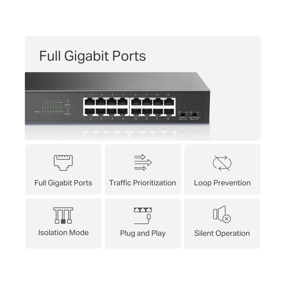 Мрежов комутатор Mercusys MS116GS, 16-портов Gigabit - 4