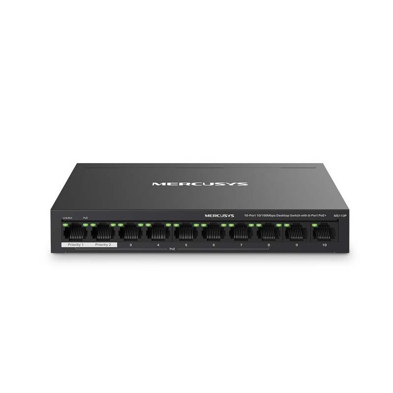 Мрежов комутатор Mercusys MS110P, 10x Gigabit Ethernet портове, Desktop/Rackmount - 1
