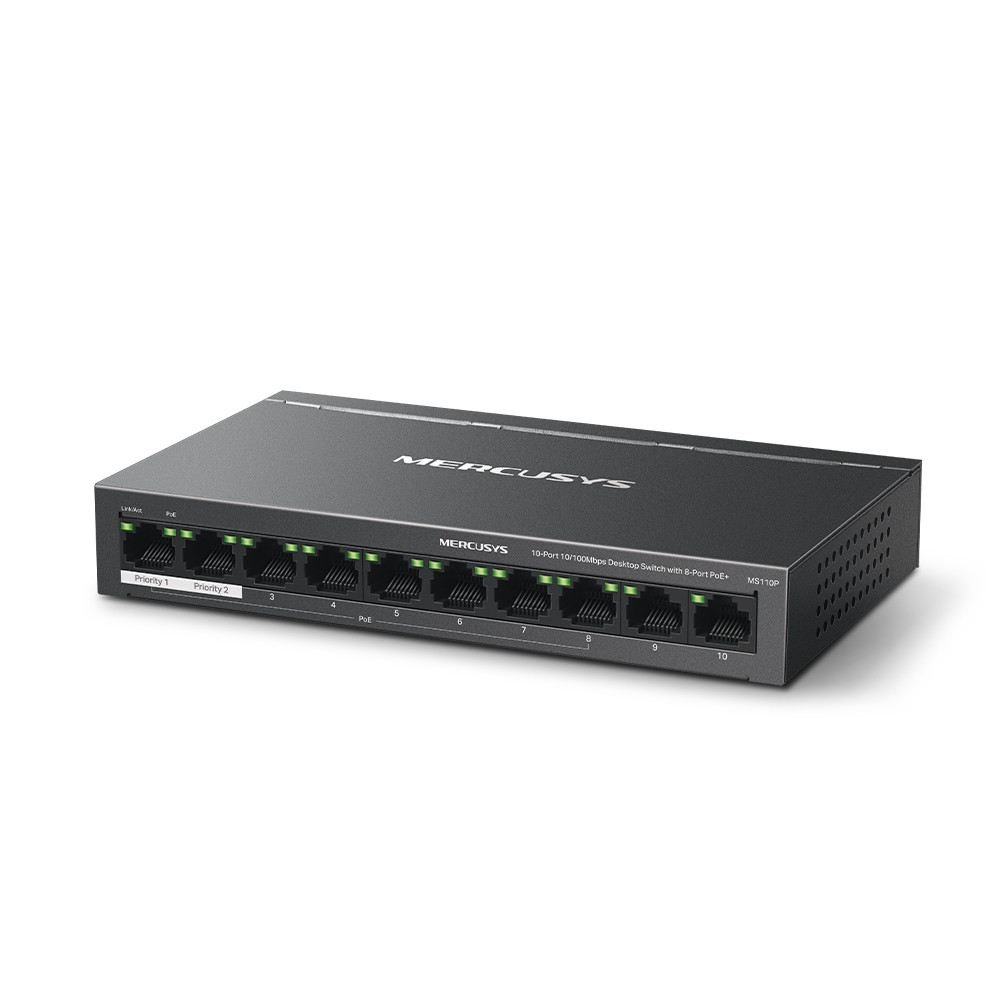 Мрежов комутатор Mercusys MS110P, 10x Gigabit Ethernet портове, Desktop/Rackmount - 2