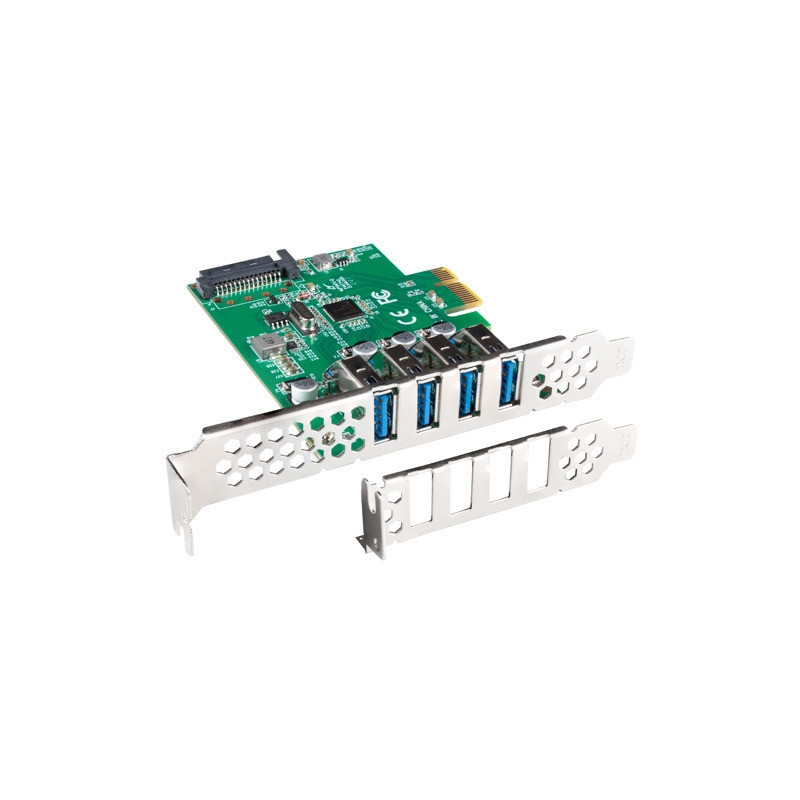 Разширителна карта LANBERG PCE-US3-004, PCI Express x1, 4x USB 3.1 Gen1, Low-profile - PCE-US3-004 - 1