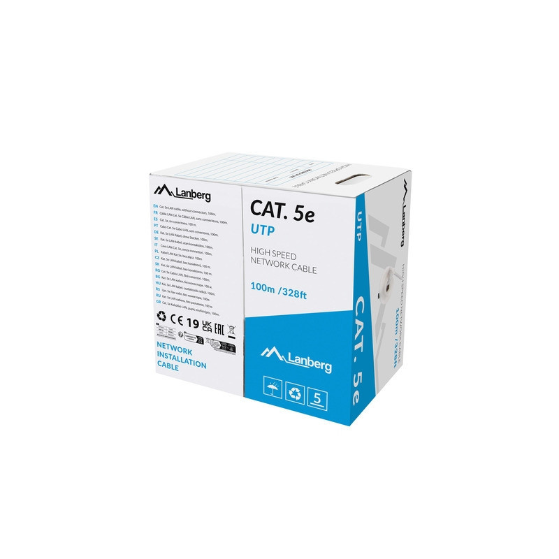 Мрежов кабел Lanberg Cat.5e UTP, 100m, solid Cu, Grey - LCU5-12CU-0100-S - 1