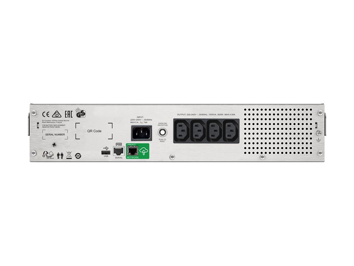Захранване APC Smart-UPS C, 1000VA 600W, 2U Rack-mountable, 230V, USB/Serial - SMC1000I-2UC - 1