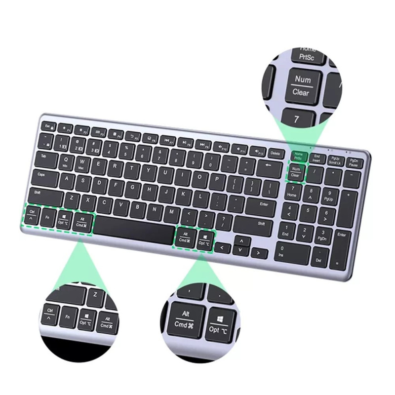 Bluetooth клавиатура UGREEN 15258, Bluetooth 5.0/2.4GHz, Silent Touch, Numpad - 15258 - 3