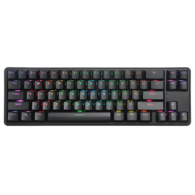 Bluetooth механична нископрофилна геймърска клавиатура DELUX KM32, Brown switch, RGB LED, Bluetooth 5.0 - 1