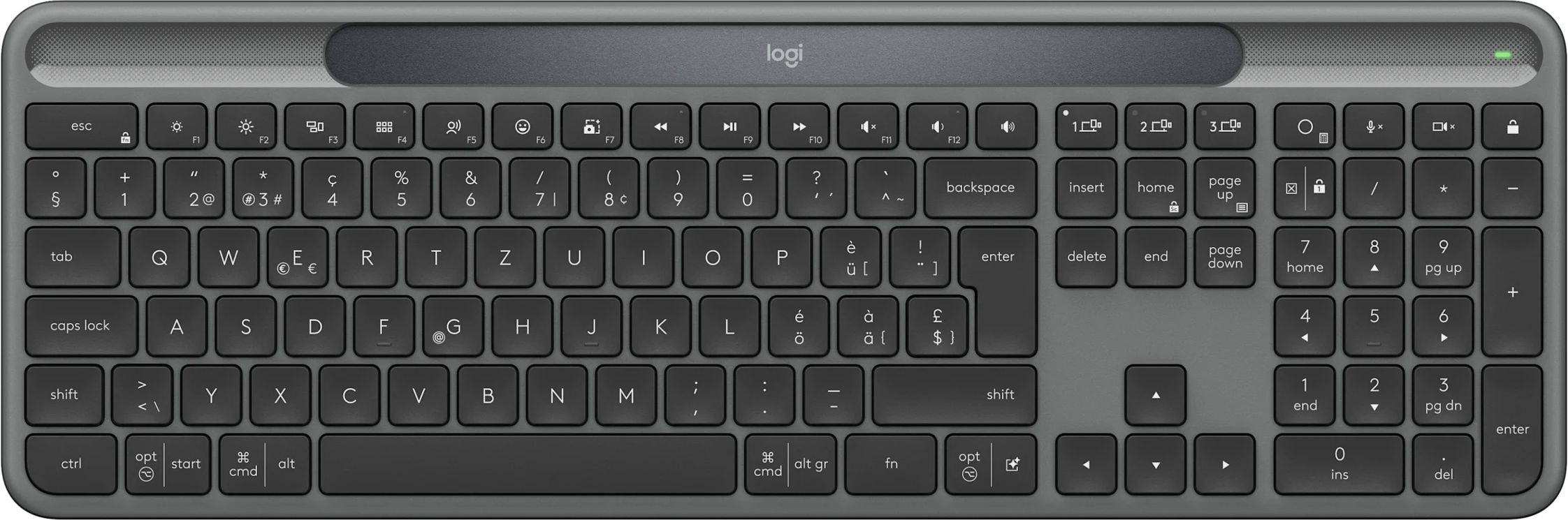 Безжична мишка Logitech Signature Slim Solar+, Bluetooth, USB nano приемник, Нископрофилни клавиши, Numpad - 920-013764 - 1