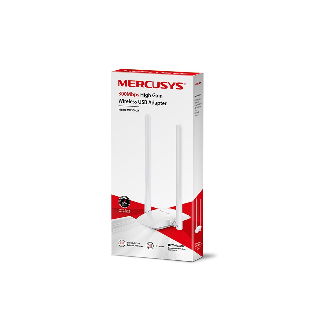 Безжичен USB адаптер Mercusys MW300UH, 300 Mbps, 2.4GHz, IEEE 802.11n - 5