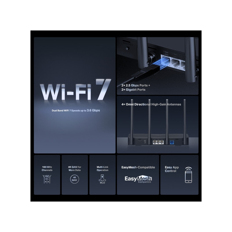 Wi-Fi 7 рутер Mercusys MR27BE BE3600 - 2