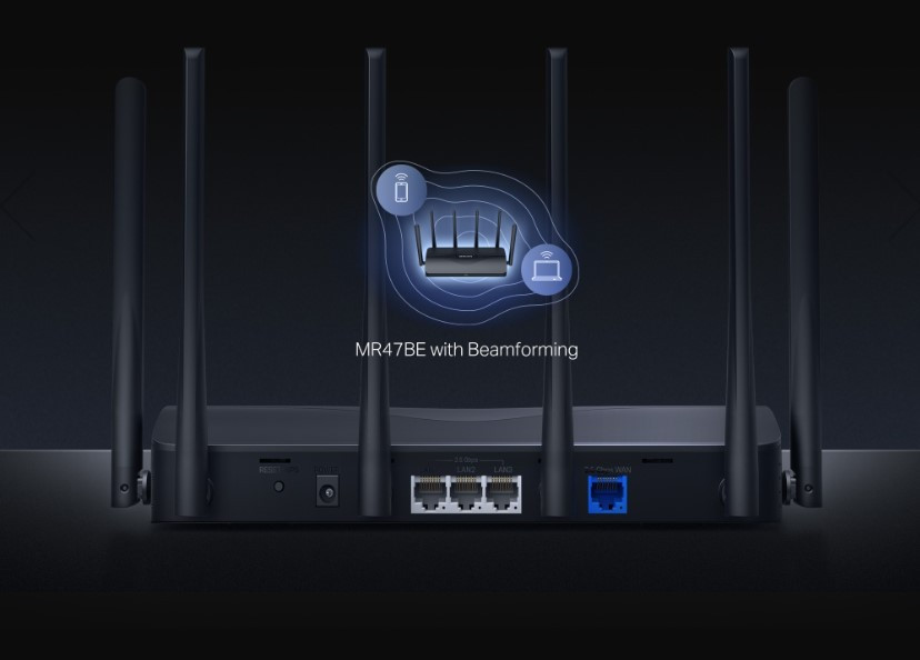 Wi-Fi 7 рутер Mercusys MR37BE, 2.4GHz/5GHz, 802.11be/ax/ac, 6 антени - 3