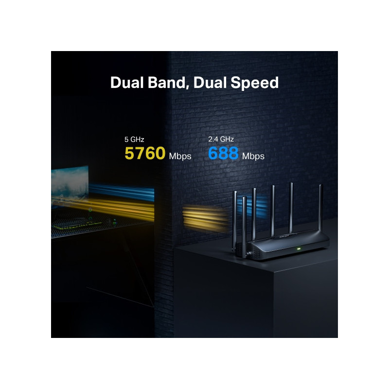 Wi-Fi 7 рутер Mercusys MR37BE, 2.4GHz/5GHz, 802.11be/ax/ac, 6 антени - 4