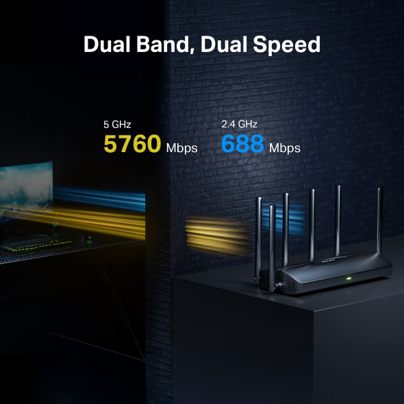 Wi-Fi 7 рутер Mercusys MR37BE, 2.4GHz/5GHz, 802.11be/ax/ac, 6 антени - 4