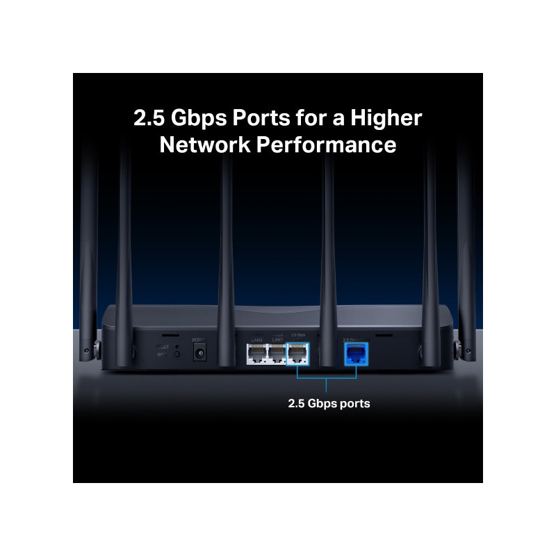 Wi-Fi 7 рутер Mercusys MR37BE, 2.4GHz/5GHz, 802.11be/ax/ac, 6 антени - 6