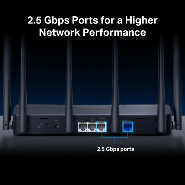 Wi-Fi 7 рутер Mercusys MR37BE, 2.4GHz/5GHz, 802.11be/ax/ac, 6 антени - 6