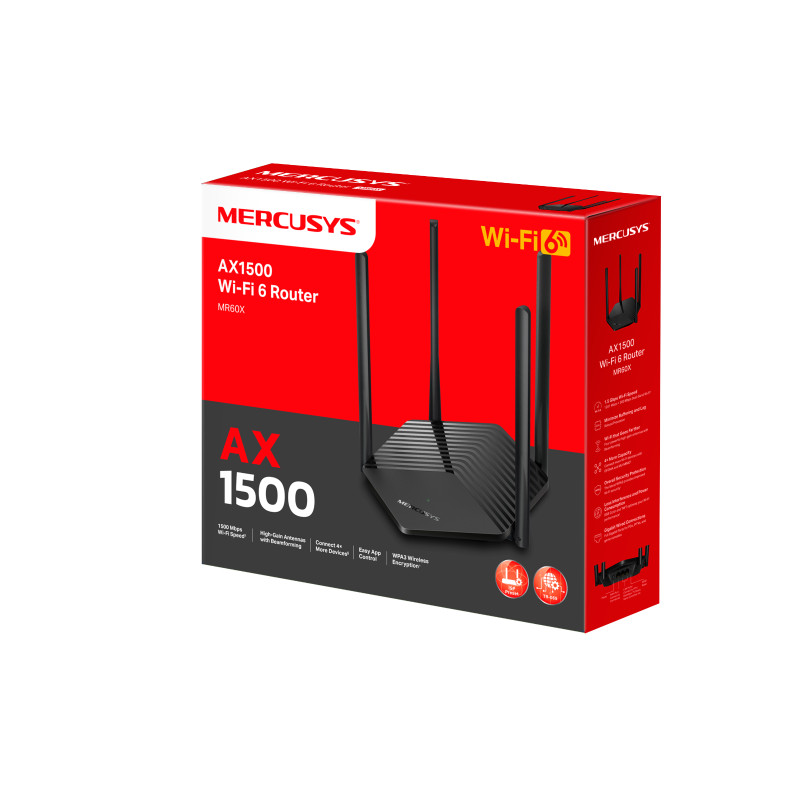 WiFi рутер Mercusys MR60X, 2-лентов WiFi 6 AX1500 - 16