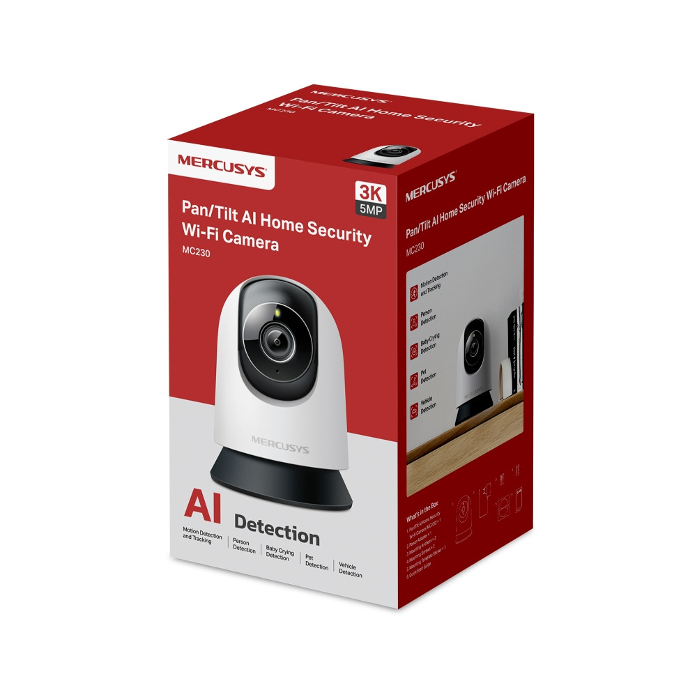 Домашна охранителна Wi-Fi камера MERCUSYS MC230, 5MP, Pan/Tilt, H.264, Micro SD slot - 9