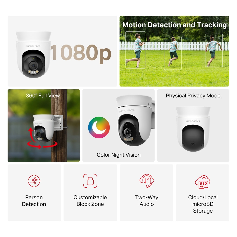Външна охранителна Wi-Fi камера Mercusys MC500 - 2