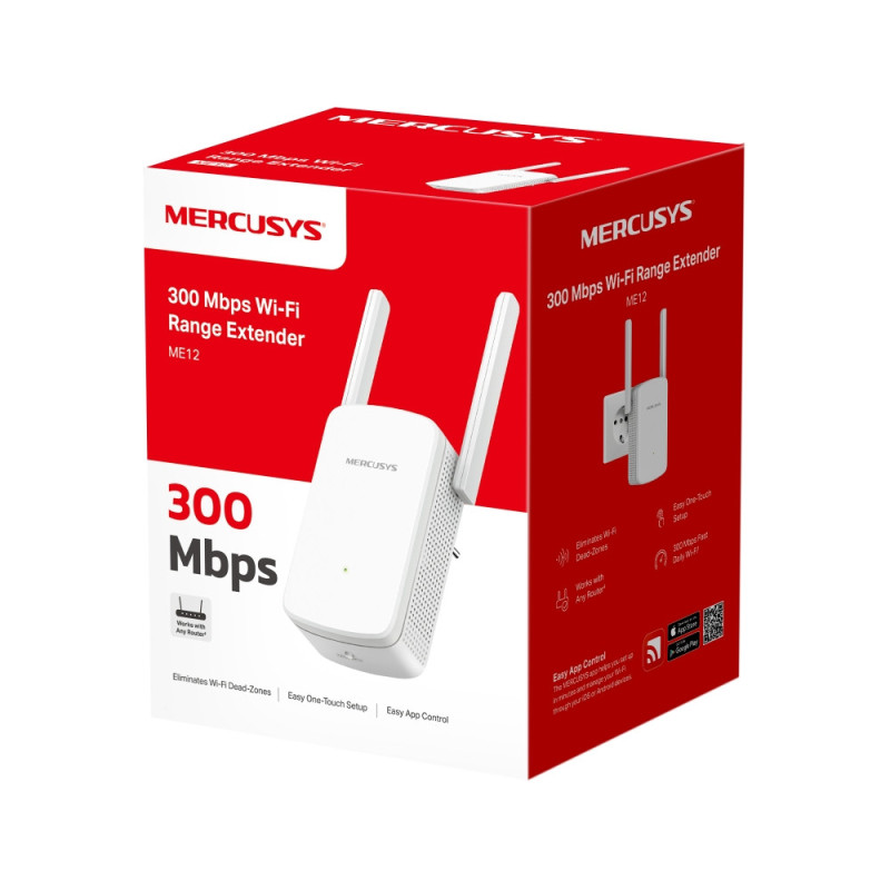 Wi-Fi удължител Mercusys ME12, 300 Mbps 2.4 GHz IEEE 802.11b/g/n - 9