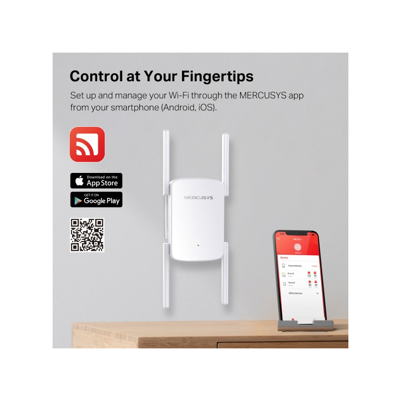 Удължител на обхват Mercusys ME50G, AC1900, 5GHz, 4 външни антени - 8