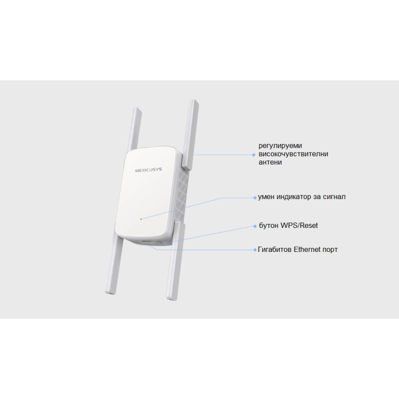 Удължител на обхват Mercusys ME50G, AC1900, 5GHz, 4 външни антени - 11