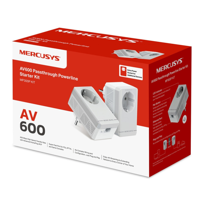 Стартов комплект Powerline адаптери Mercusys MP300P, AV600 - MP300P KIT - 6