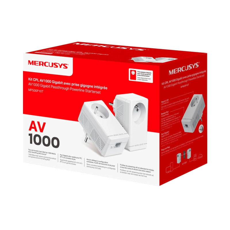 Powerline адаптер Mercusys MP500P KIT, Gigabit Ethernet, AV1000, Стартов комплект - 6