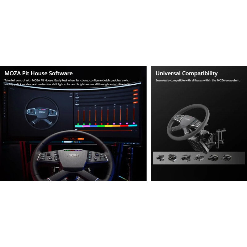 Геймърски волан MOZA Racing R5 Trucking Bundle, Черен, С кабел, PC съвместимост, Вибрации, Авиационна алуминиева сплав - RS071 - 5