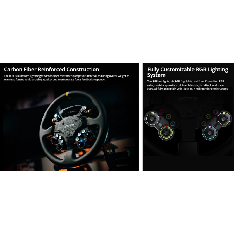 Геймърски волан MOZA RACING CS Pro, Авиационна алуминиева сплав, Карбонов корпус, PC за основа R5, R9 V2, R12 , R16, R21 - RS093 - 4