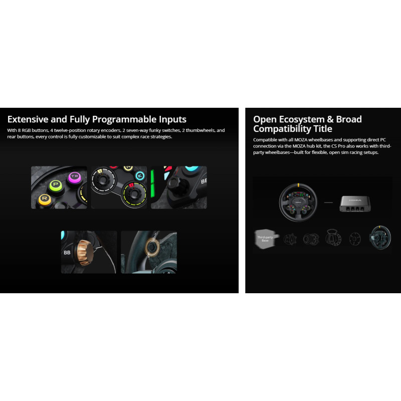 Геймърски волан MOZA RACING CS Pro, Авиационна алуминиева сплав, Карбонов корпус, PC за основа R5, R9 V2, R12 , R16, R21 - RS093 - 6