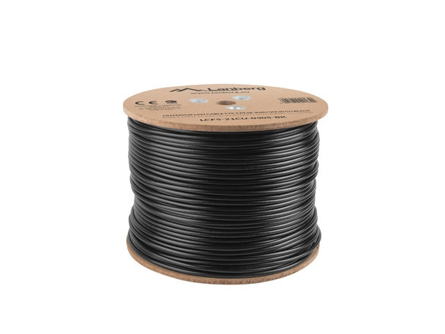 LAN кабел Lanberg Cat.5e F/UTP, 305m твърд външен CU черен - LCF5-21CU-0305-BK - 3