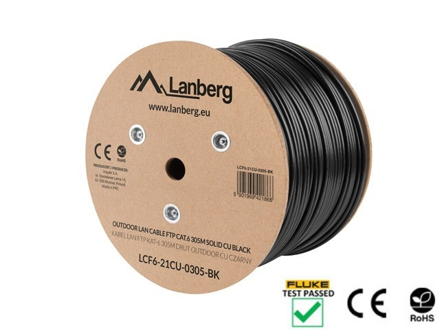 LAN кабел Lanberg FTP Cat.6, 305m външен монолитен CU - LCF6-21CU-0305-BK - 4