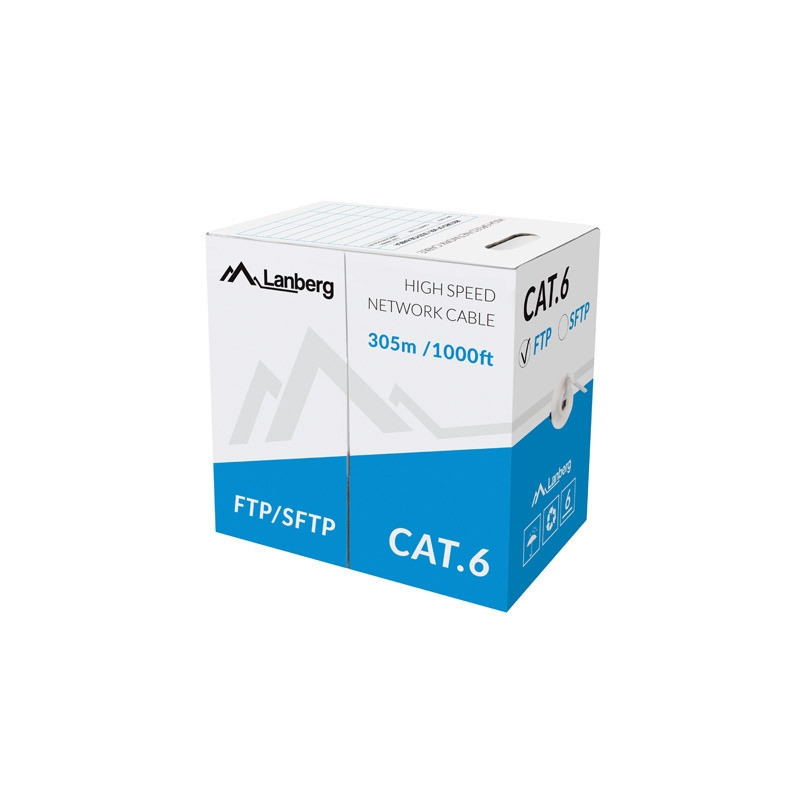 LAN кабел Lanberg Cat.5e FTP, 305m solid Cu grey - LCF6-11CU-0305-S - 1
