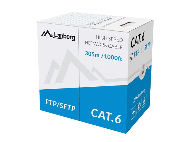 LAN кабел Lanberg Cat.5e FTP, 305m solid Cu grey - LCF6-11CU-0305-S - 1