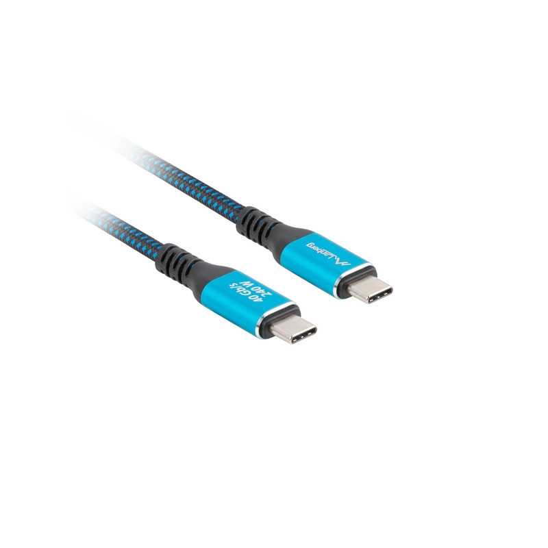USB-C кабел Lanberg, 2m USB-C M/M 240W 8K 60Hz Black/Blue - CA-CMCM-45CU-0020-BK - 4