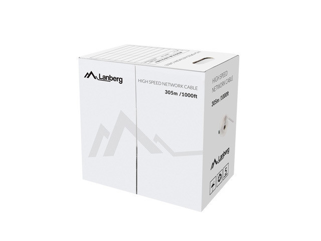 LAN кабел LANBERG CAT.5E UTP, 305m solid CU - LCU5-12CU-0305-S - 1