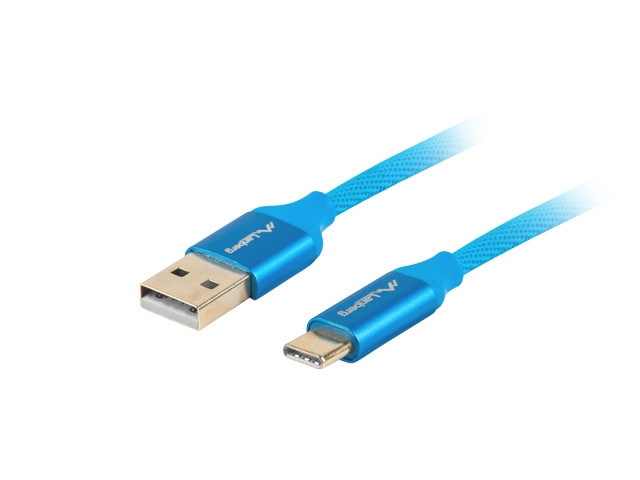 Кабел LANBERG USB-C към USB-A 2.0, 0.5m, Blue - CA-USBO-22CU-0005-BL - 1