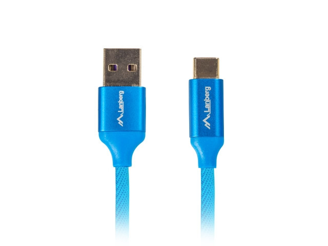 Кабел LANBERG USB-C към USB-A 2.0, 0.5m, Blue - CA-USBO-22CU-0005-BL - 2