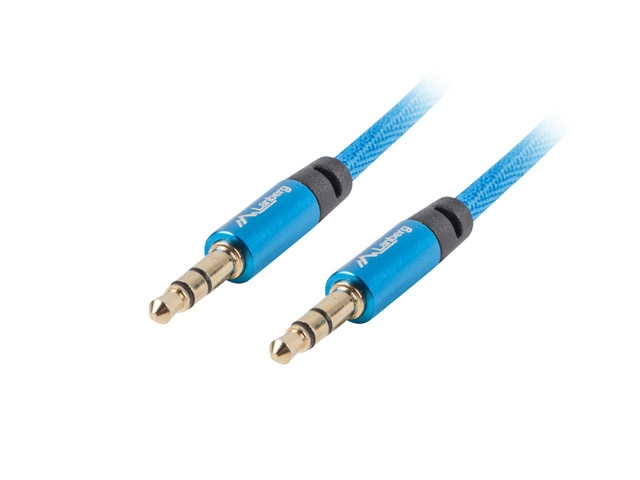 Аудио кабел LANBERG, Stereo Mini Jack 3.5mm 3-pin M/M 2m Blue - CA-MJMJ-10CU-0020-BL - 1