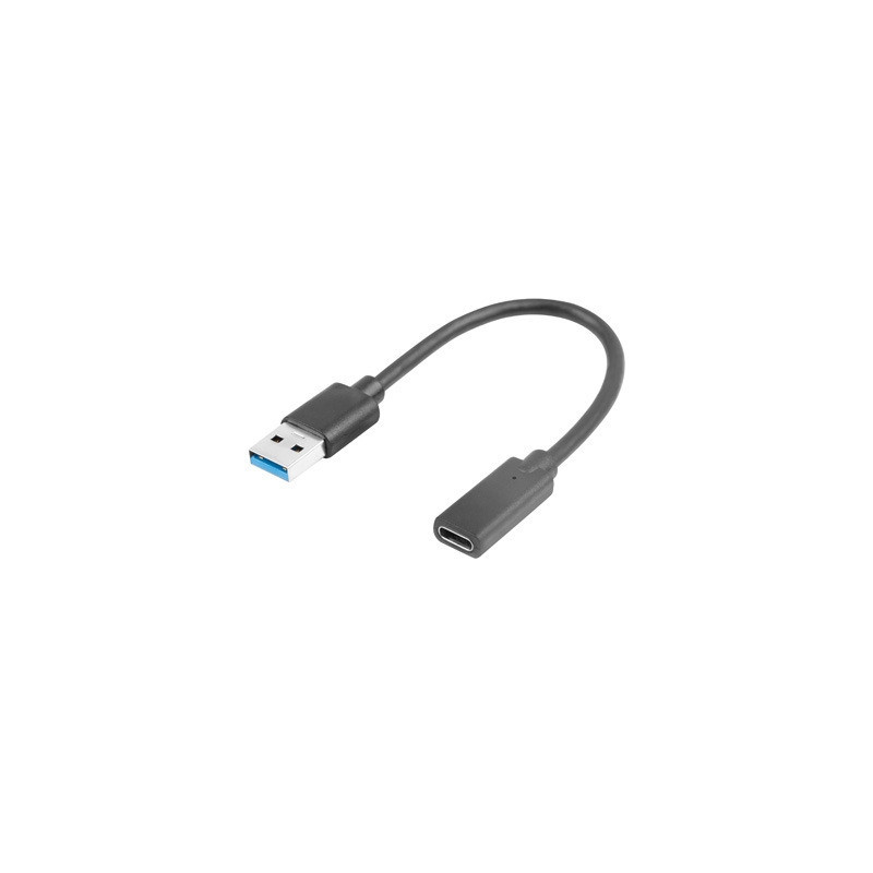 Кабел LANBERG USB-C към USB-A, 0.15m, черен - AD-UC-UA-03 - 1