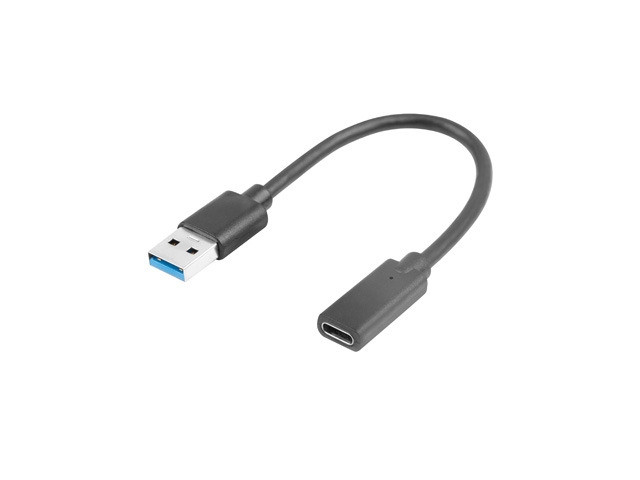 Кабел LANBERG USB-C към USB-A, 0.15m, черен - AD-UC-UA-03 - 1