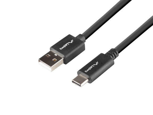 Кабел Lanberg USB-C към USB-A 2.0, 1m, черен - CA-USBO-15CU-0010-BK - 1