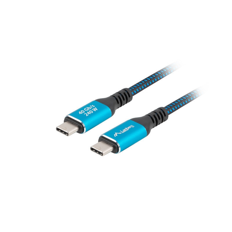 USB кабел Lanberg, USB-C M/M 4.0 1m 240W 8K 60Hz черно-син - CA-CMCM-45CU-0010-BK - 1