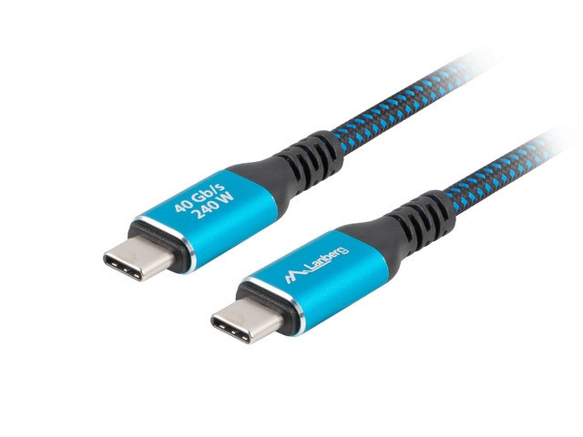 USB кабел Lanberg, USB-C M/M 4.0 1m 240W 8K 60Hz черно-син - CA-CMCM-45CU-0010-BK - 1