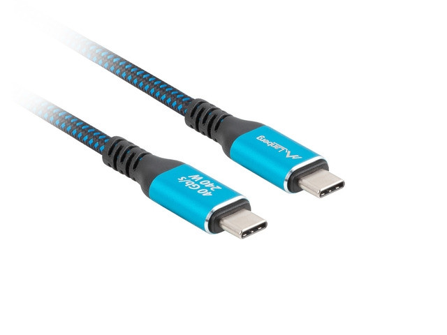 USB кабел Lanberg, USB-C M/M 4.0 1m 240W 8K 60Hz черно-син - CA-CMCM-45CU-0010-BK - 4