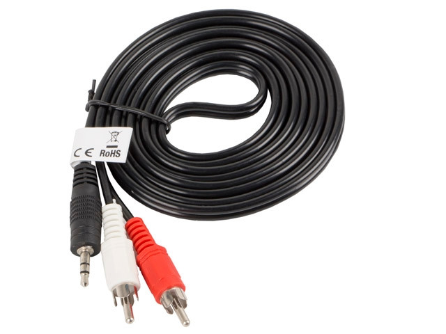 Аудио кабел Lanberg, Mini Jack 3.5mm към 2x RCA, 2m, черен - CA-MJRC-10CC-0020-BK - 2