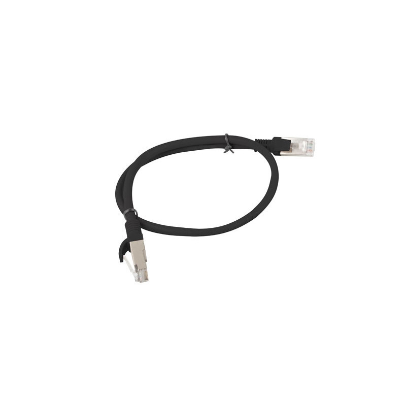 Patch кабел LANBERG Cat.5E, 0.5m RJ-45 черен - PCU5-10CC-0050-BK - 2
