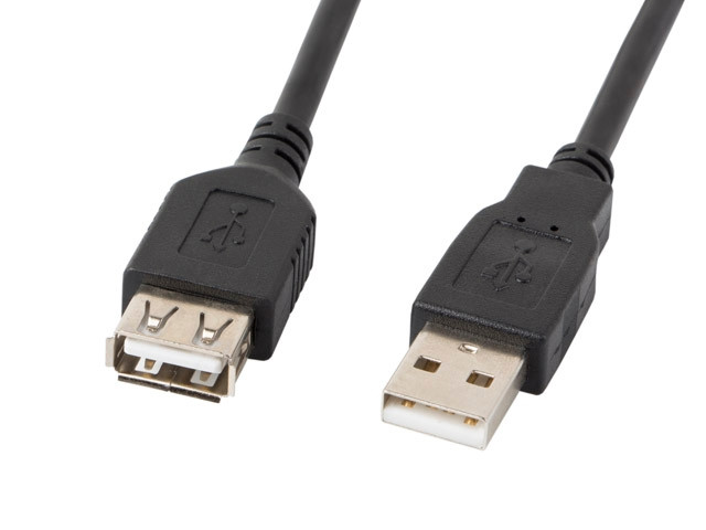 Удължителен кабел Lanberg USB 2.0 AM-AF, 1.8m, черен - CA-USBE-10CC-0018-BK - 1