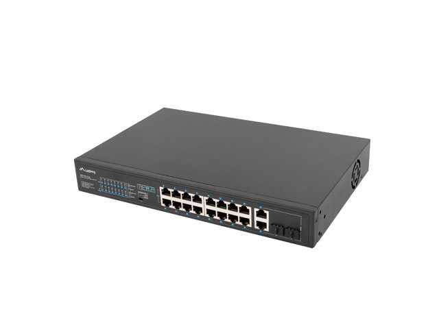 Мрежов суич Lanberg, 16x 100BASE-T PoE+/2x 1GB SFP Rackmount 250W - RSFE-16P-2C-250 - 2