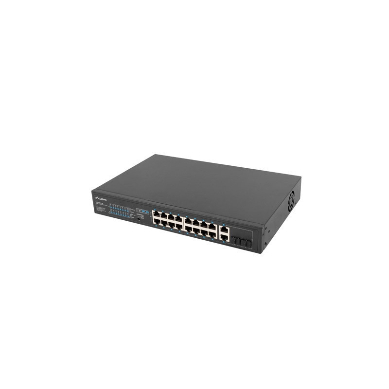 Комутатор Lanberg RSFE-16P-2C-150, 16x 100Mb PoE+/2x 1Gb Uplink/1x SFP, 150W - 3