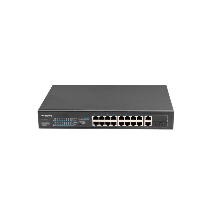 Комутатор Lanberg RSFE-16P-2C-150, 16x 100Mb PoE+/2x 1Gb Uplink/1x SFP, 150W - 4