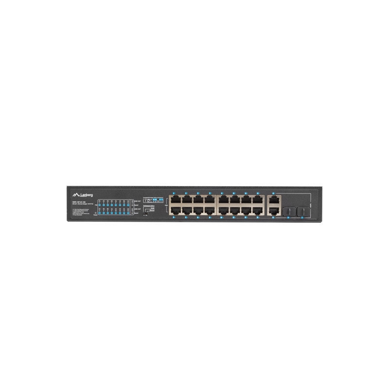 Комутатор Lanberg RSFE-16P-2C-150, 16x 100Mb PoE+/2x 1Gb Uplink/1x SFP, 150W - 5