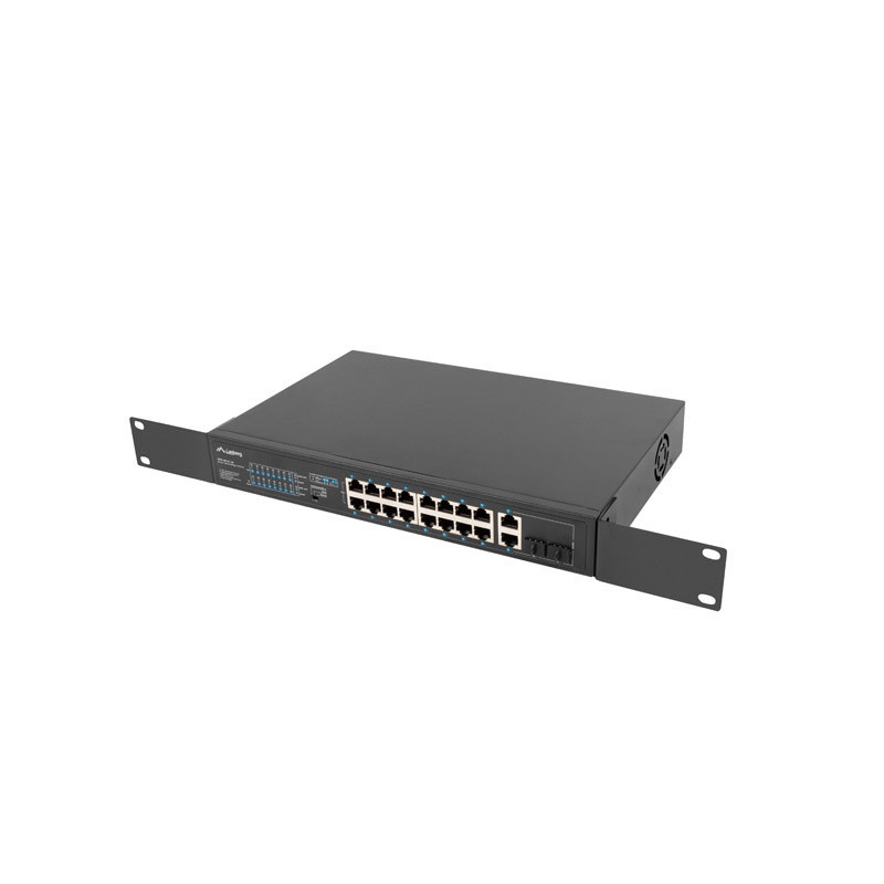 Комутатор Lanberg RSFE-16P-2C-150, 16x 100Mb PoE+/2x 1Gb Uplink/1x SFP, 150W - 6